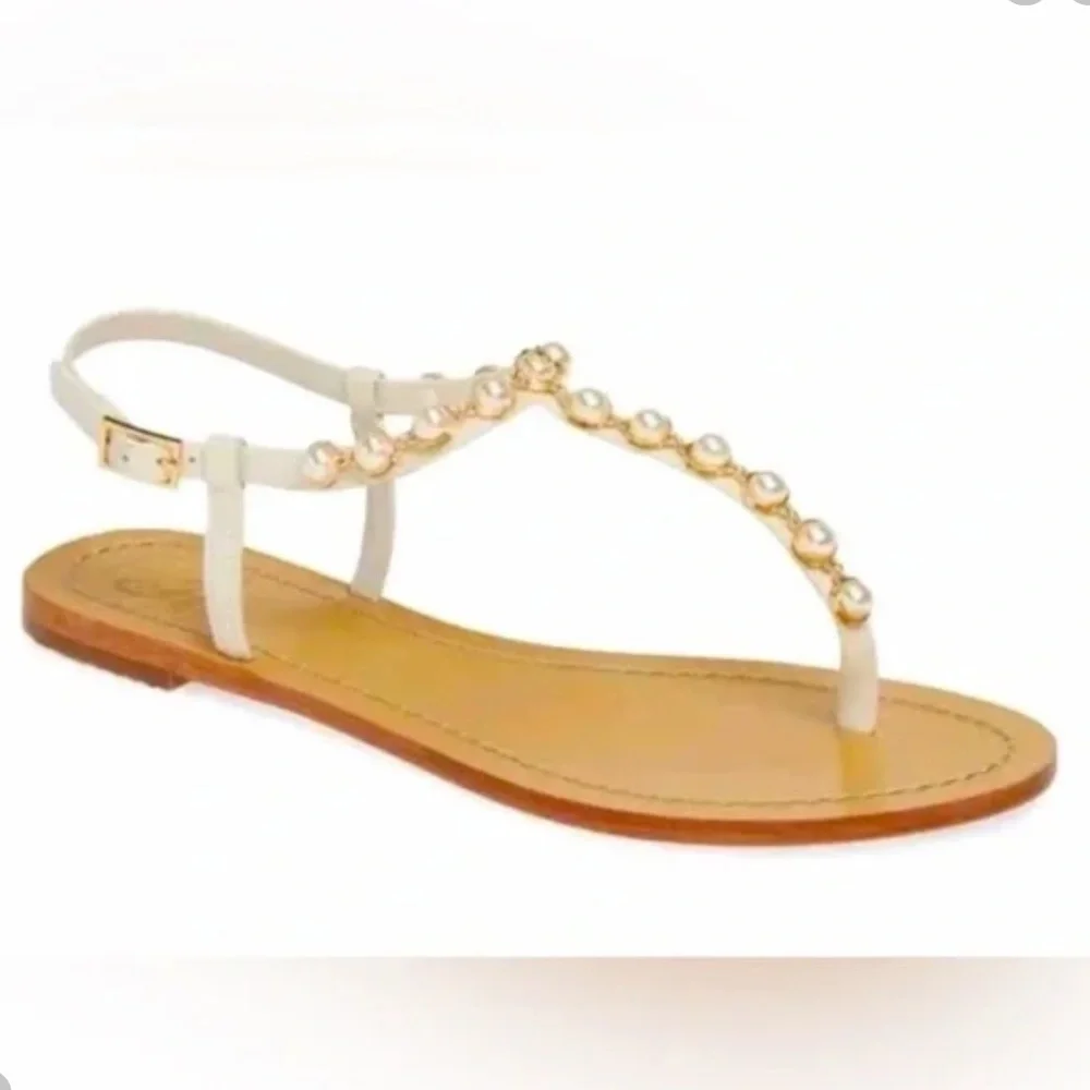 Tory Burch Emmy Pearl Thong Sandals White